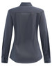 A navy long-sleeve cotton blend shirt with a fitted back design and buttoned cuffs. Features a collar and a logo.