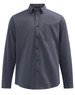 A men's smart casual long-sleeve shirt in a dark grey cotton blend, featuring a button-down collar and a chest pocket.
