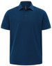 A navy blue men's ultrafine cotton pique polo with a collar and three buttons, featuring a logo.