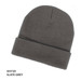 Acrylic beanie in slate grey with a folded cuff and a textured finish. Features a logo.