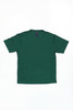 A dark green t-shirt with short sleeves and a logo on the neckline. The shirt features a classic crew neck design.