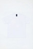 A plain white t-shirt featuring short sleeves and a brand tag on the neckline.