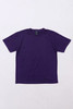 A purple T-shirt with short sleeves and a round neckline. The shirt features a logo.