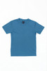 A youth t-shirt in a solid blue colour, featuring a simple design and a brand logo.