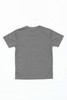 A grey youth core tee featuring a simple design and a logo on the back.