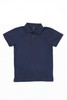 A navy blue Youth Core Polo shirt featuring a classic collar and three-button placket, with a logo.