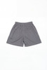 A pair of grey sports shorts with an elastic waistband and no visible logos or branding.