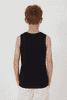 A black youth singlet with a sleeveless design, featuring a plain back and a simple cut.