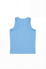 A light blue singlet with a classic sleeveless design and a logo on the back.