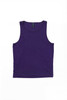 A purple singlet featuring a soft fabric and a label inside. It has a simple design and no notable patterns.