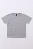 A grey singlet shirt laid flat, featuring a simple design and a label on the neckline.
