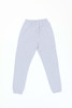 Light grey track pants with an elastic waistband and tapered legs, featuring a small logo.