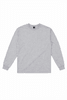 A long sleeve tee in grey, featuring a crew neck and wrist cuffs. Includes a branded label on the neckline.
