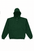 A green zip hoodie with a hood and front pockets, featuring a logo.