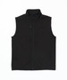A black softshell vest with a high collar, featuring zippered pockets and a zipped front closure.
