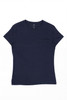 A navy women's essential tee with a fitted design and short sleeves, featuring a small logo.