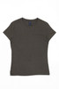 A women's surf tee in a muted olive green colour, featuring a fitted design and a brand logo tag.