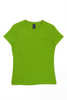 A lime green women's surf tee with a fitted shape and a tag inside. It has a logo on the tag.