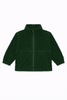 A dark green polar fleece jacket with a full zip, stand-up collar, and two side pockets. Features a logo.