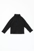 A black softshell jacket with a collar and zipped pockets, featuring a logo.