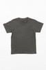 A plain grey T-shirt featuring a crew neckline and short sleeves, with a logo on the label.
