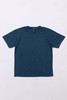 A teal essential tee with a classic crew neckline and short sleeves, featuring a logo on the interior label.