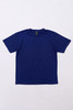 A navy blue t-shirt displayed flat. It features short sleeves and a tag inside the collar, with branding visible.