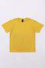 A yellow Essential Tee T-shirt displayed flat against a white background, featuring a logo on the tag.
