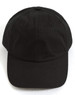 A black cotton twill unstructured cap with a curved brim and ventilation holes. It features a logo.
