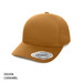 A caramel Seam-Free Tech Cap featuring a sleek design and a branded logo on the side.