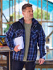 Contrast Check Zip Front Hoodie