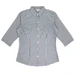 A black and white checked button-up shirt with 3/4 sleeves and a collar, featuring a subtle logo.