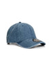 A stone blue chino cotton cap with a curved brim and a logo on the front.