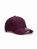 A maroon cap with a rounded brim and a side logo.