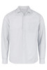 A light grey long-sleeve button-up shirt featuring a pocket on the chest and a logo on the collar.