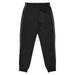 Black kids' pants featuring a simple design with white side stripes and an elastic waistband.
