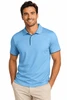 A light blue men's polo shirt featuring a collar and short sleeves, with a logo on the chest.