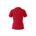 A red polo shirt with white accents, featuring a collar and short sleeves. The shirt has a logo on it.