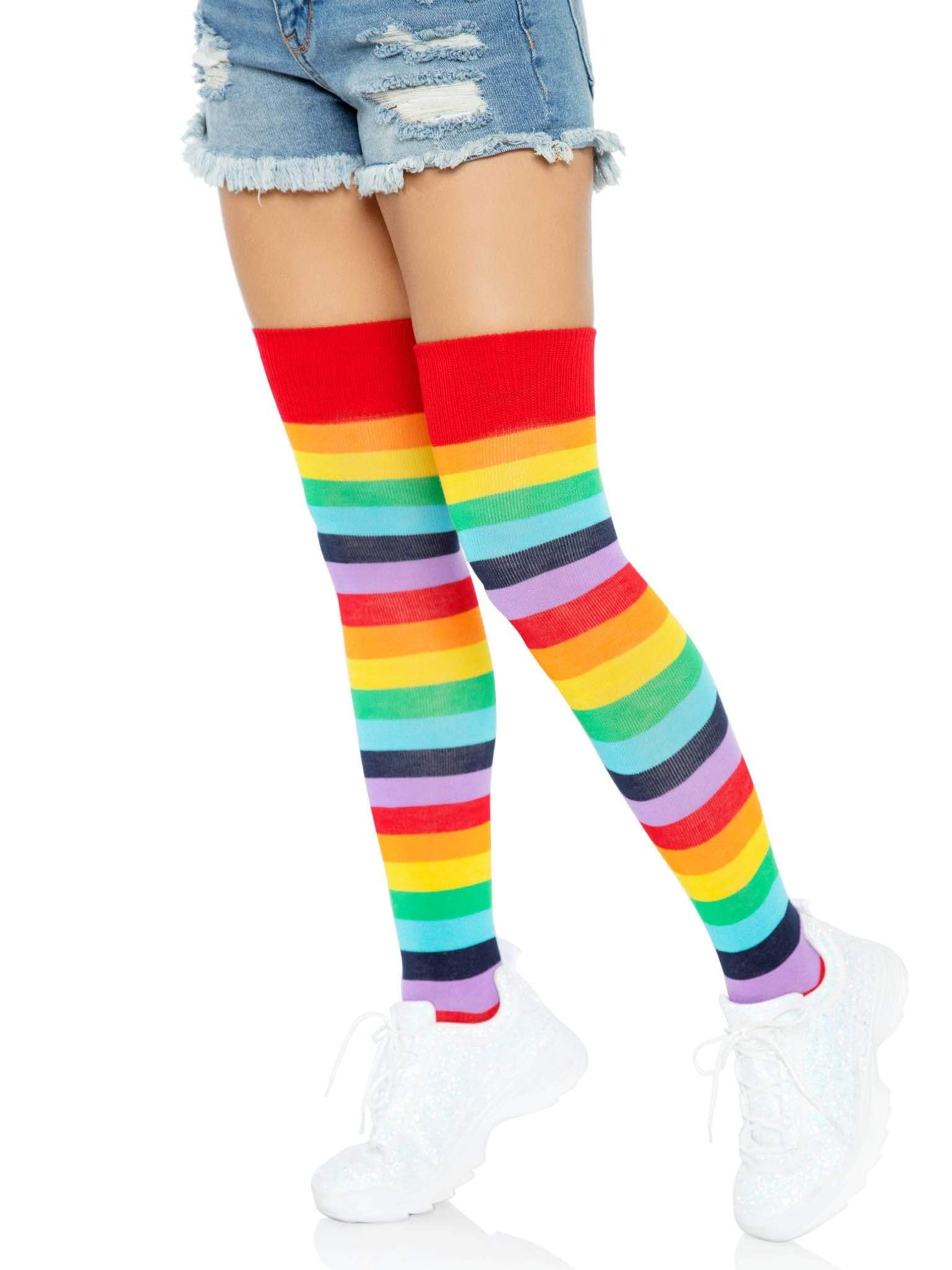 Rainbow Thigh High Socks 8461