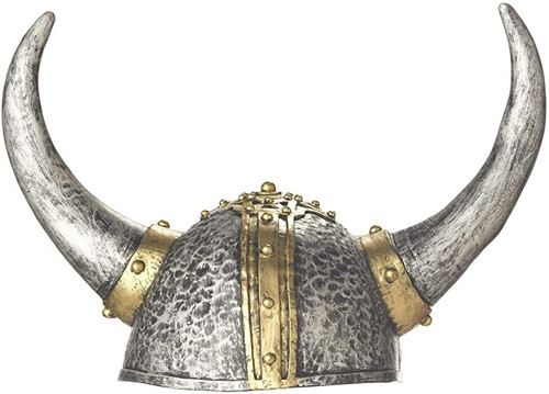 Silver Viking Helmet With Horns