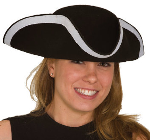 Black Wool Felt Tricorn Hat