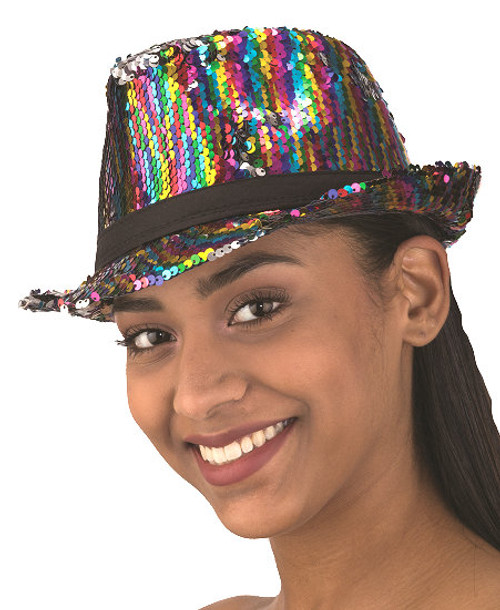 Multicolor Rainbow Sequin Fedora