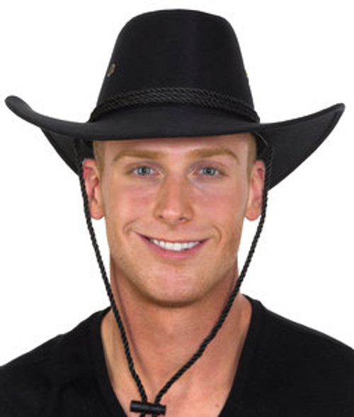 Black Felt Cowboy Hat with Rope Band