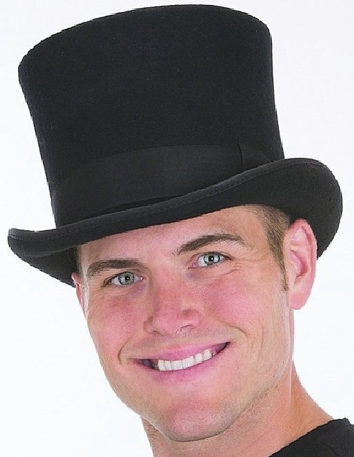 Tall Black Wool Felt Top Hat