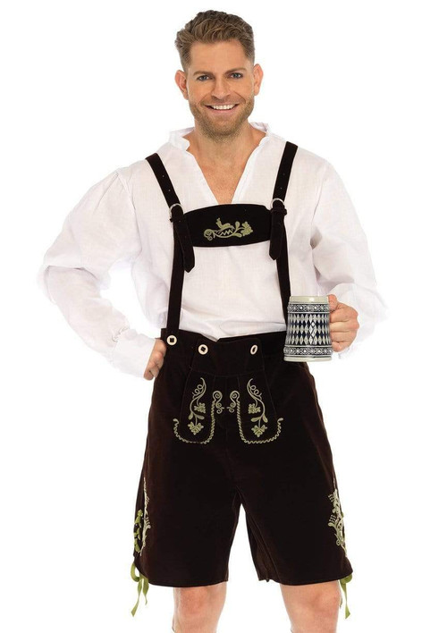 COSAVOROCK Lederhosen Uomo Costume Oktoberfest Bavarese Marrone M - Foto 9