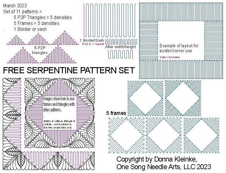 WHAT'S NEW SERPENTINE FREE PATTERNS One Song Needle Arts