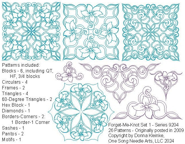 FORGET-ME-KNOT SET 1 (#9204 series) -26 PATTERNS - One Song Needle