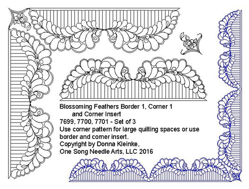 Blossoming Feathers Border and Corner Set 1 - Set of 3 - #7699/Set