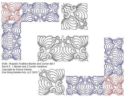 Majestic Feathers Border and Corner Set 1 - #8108BC1/Set (Incl in BOR-COR PKG #4-ALL-DENSITIES)