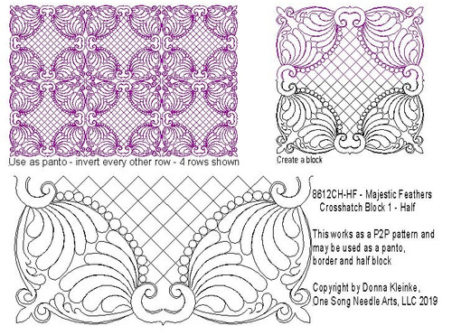 Majestic Feathers Crosshatch 1 Block 1 - Half - #8612CH-HF